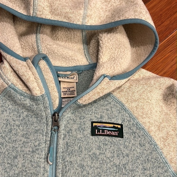⭐️ L.L.Bean's Sweater Fleece, Hooded Colorblock Size Small 8 - Picture 4 of 7